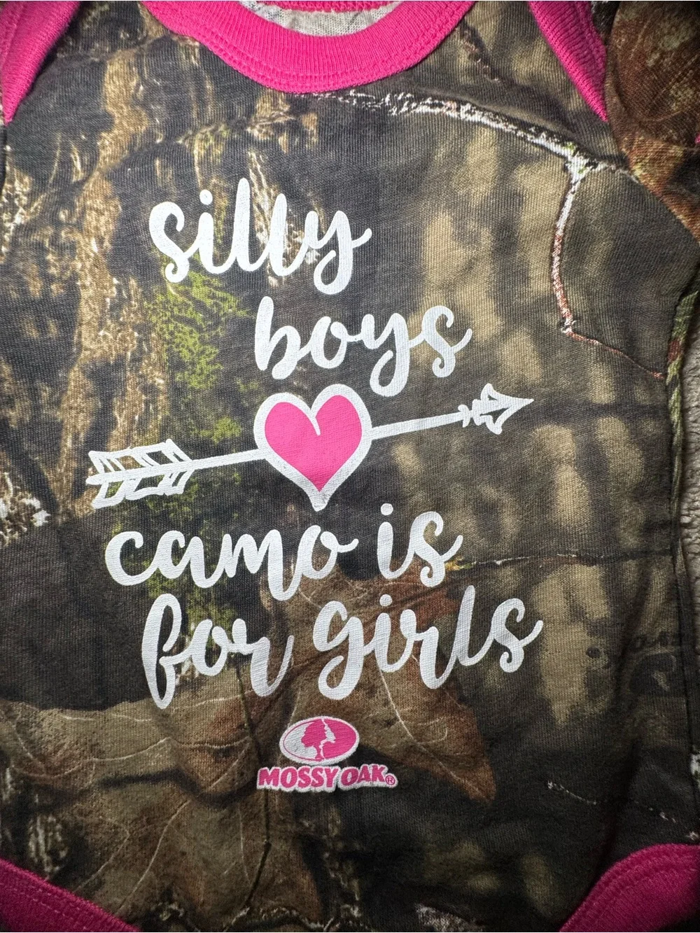 Mossy Oak Pink-Trim Camo One-Piece Bodysuit Baby Girl 